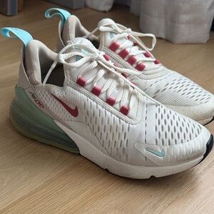 Nike Air Max 270 Cream with Red and Teal Accents